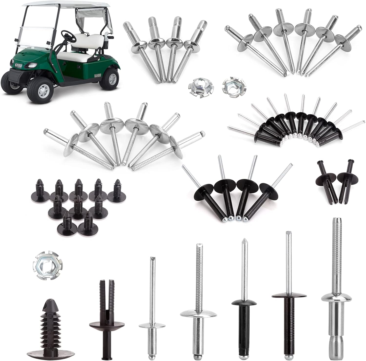 10L0L EZGO TXT Complete Body Rivet Hardware Kit fit for Golf Cart EZGO TXT Gas