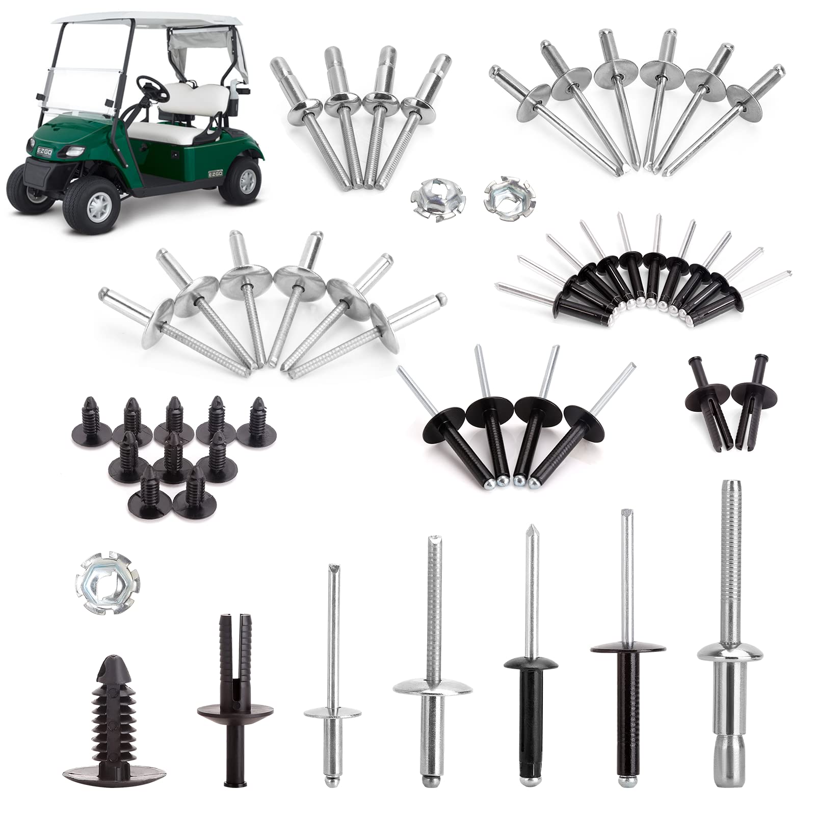 10L0L EZGO TXT Kit completo per rivetti a corpo adatto per carrelli da golf EZGO TXT Gas & Veicoli elettrici (Dal 1994)