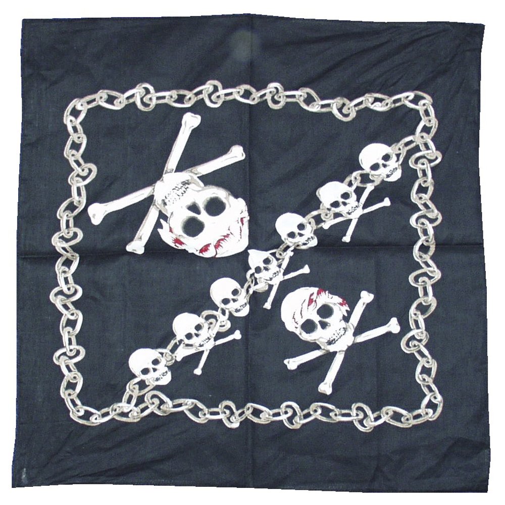 Smiffys Pirate Bandanna Black and White with Skull and Crossbones Print,22294