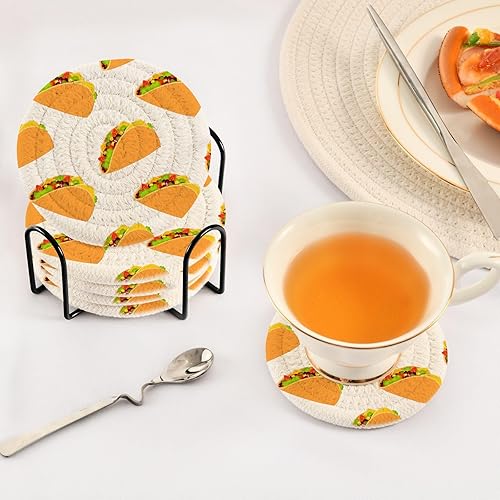 Miniatura 5 de Juego de 6 posavasos absorbentes para bebidas, posavasos para mesa, taco, sin costuras
