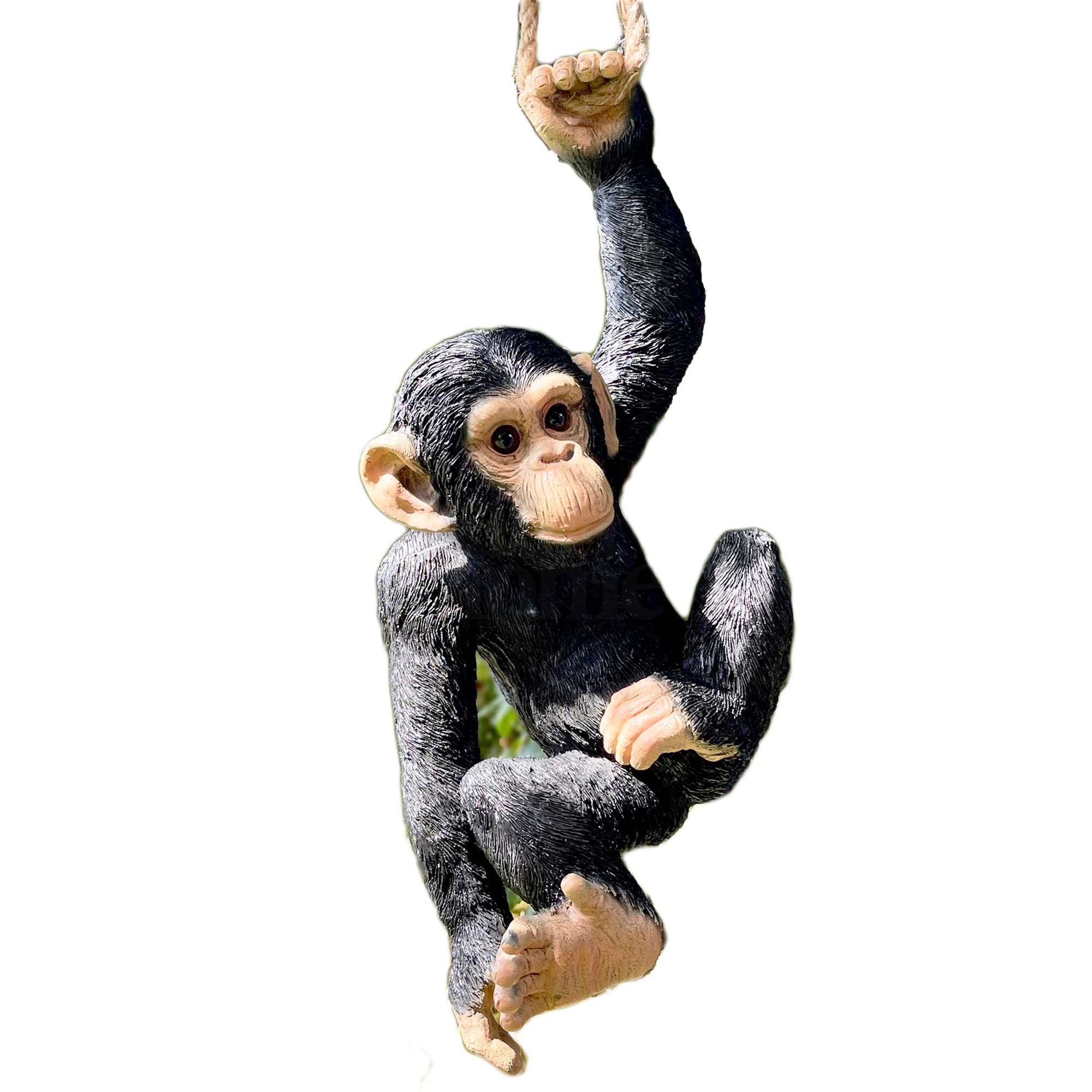 Darthome Black Hanging Monkey Sculpture Tree Swinging Garden Tree Ornament Statue Decoration D