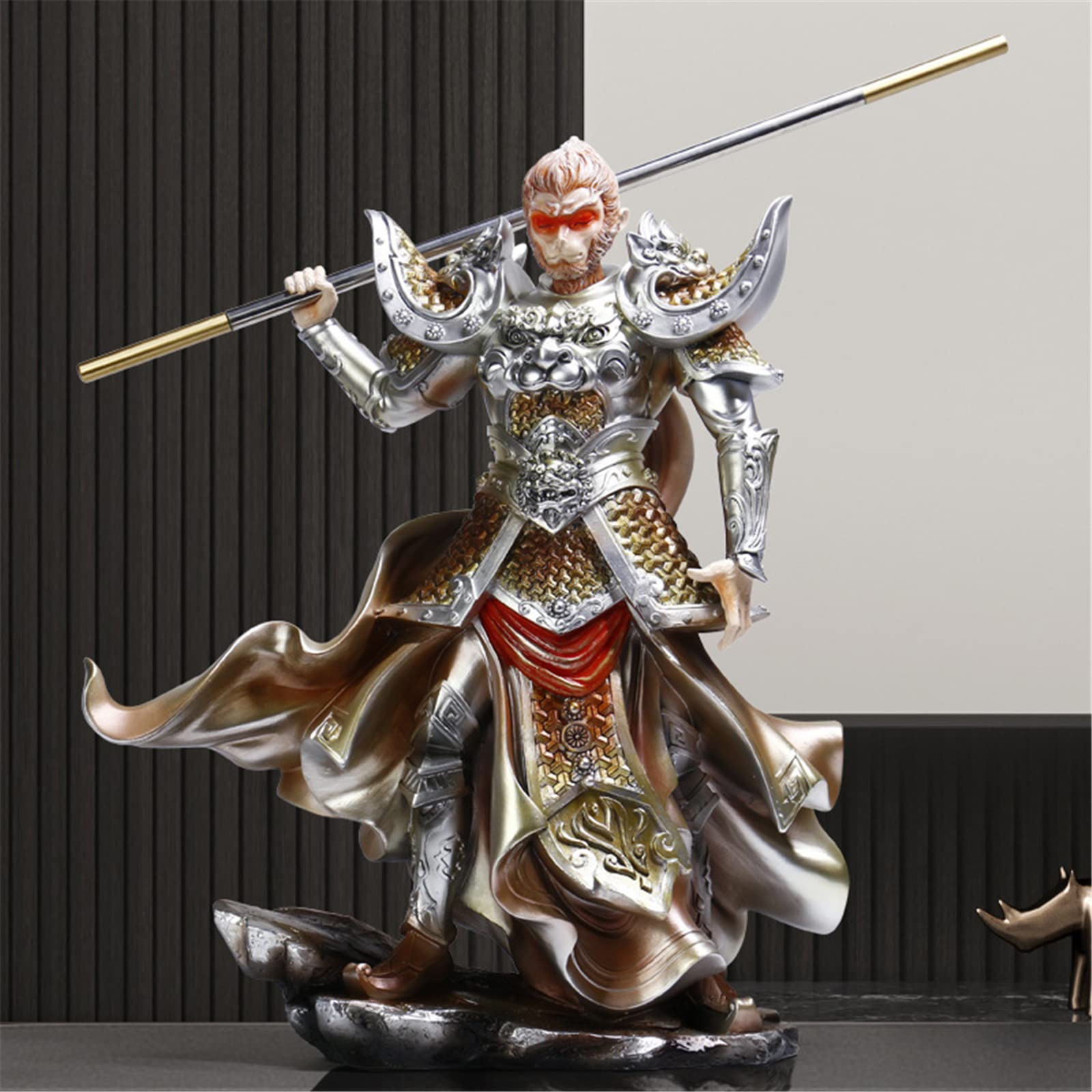 CHUOZI Monkey King Statue Sun Wukong Figure Chinese Mythological feng Shui Figures Home Decor Desktop Ornament Great Collectible (Devil and Buddha, Large)