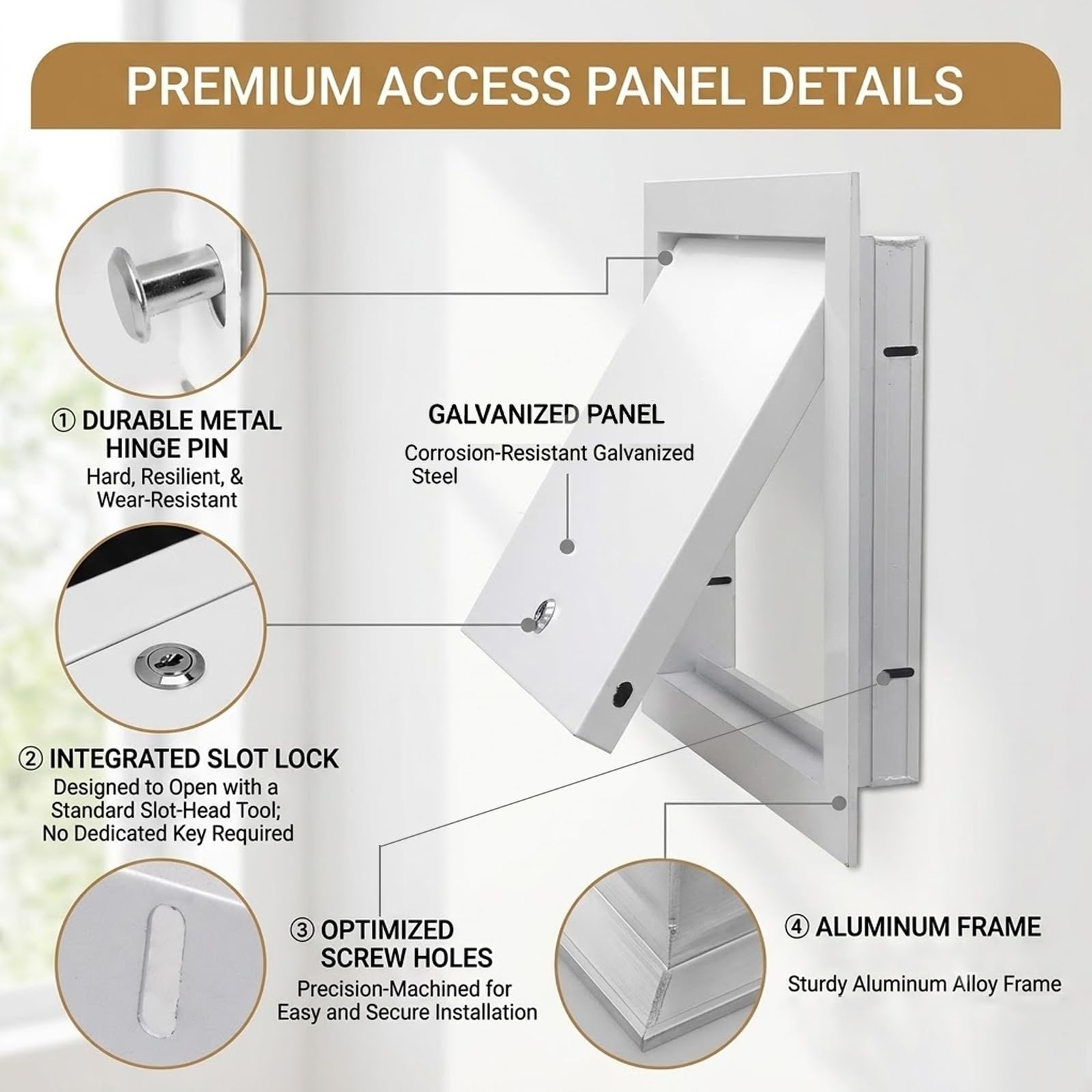 Panel z płyty gipsowo-kartonowej na ścianę i sufit, aluminiowe drzwi inspekcyjne, 200 x 200 mm, idealny do instalacji wodno-kanalizacyjnych i dostępu do prądu,