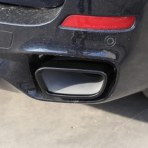 Miniatura 7 de LLKUANG Piezas de cubierta de salida de tubo de escape de acero inoxidable para BMW X5 F15 2014-2018 X6 F16 2015-2019 (M deportes-negro)