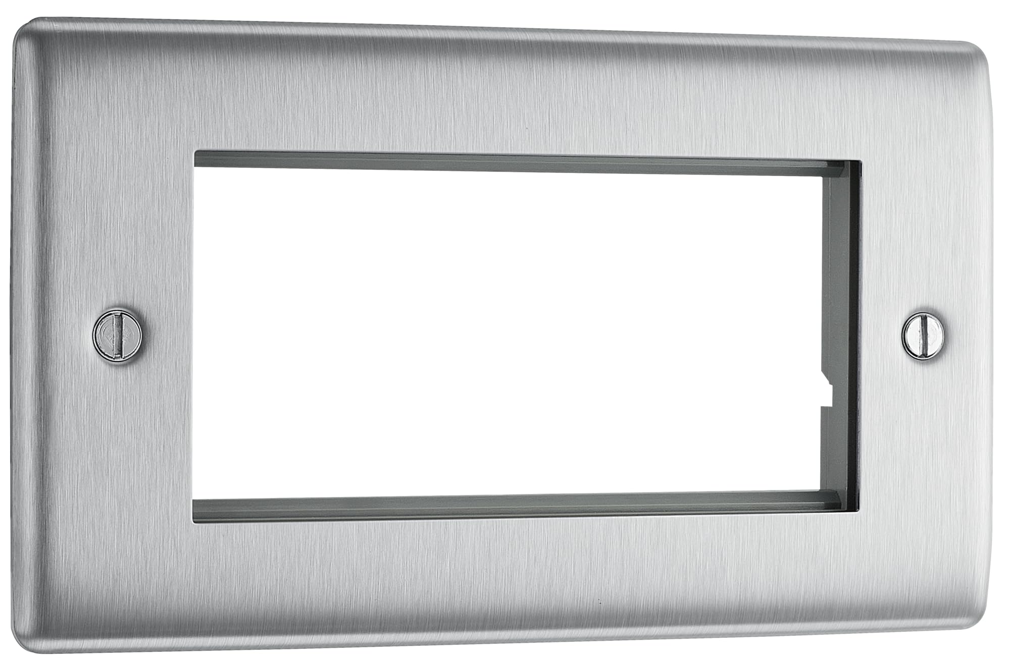 British General NBSEMR4 Nexus Metal Brushed Steel 4 Module Rectangular Euro Module Front Plate
