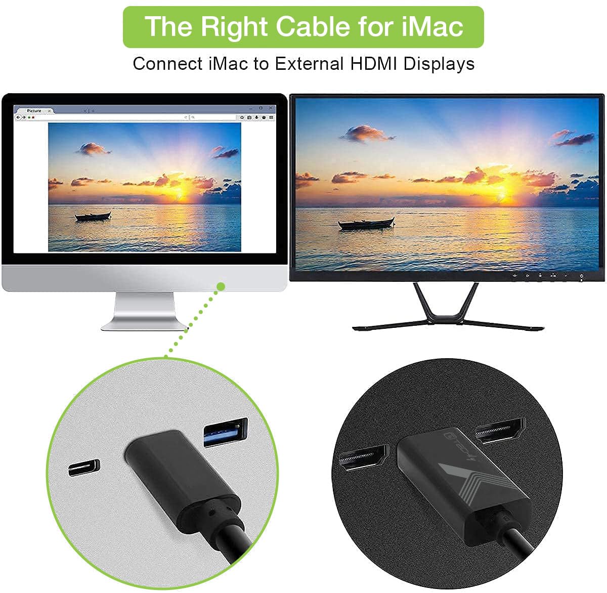 TECHLY 361889 Kabel USB-C™ Męski na HDMI 2.0 4K Męski 5m Czarny