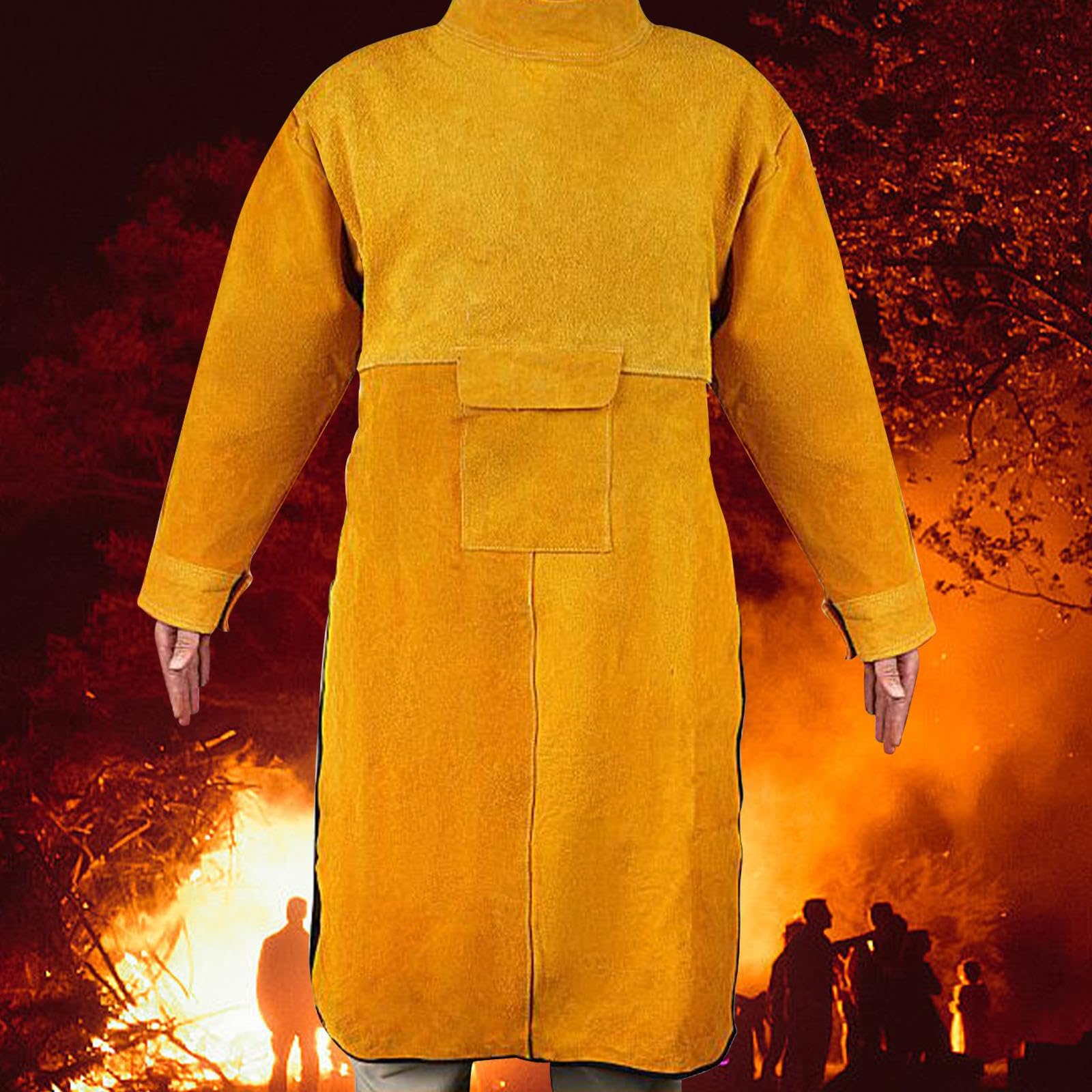 Tablier de Soudage à Manches, Veste de Soudage Ignifugée, Vêtements de Protection pour Soudeurs et Charpentiers (hommes et Femmes), Longueur 120cm