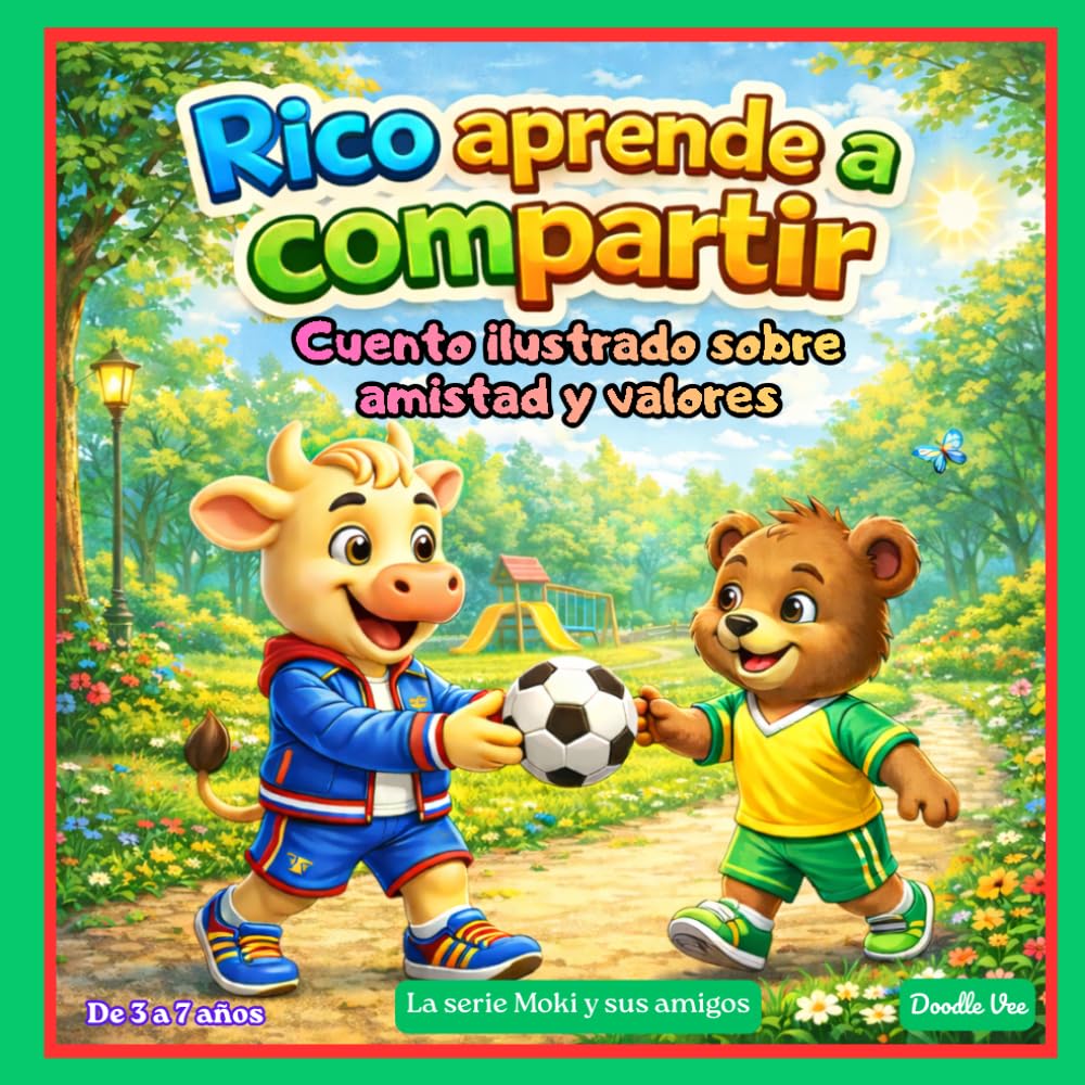 Rico Aprende a Compartir: Cuento infantil ilustrado sobre la amistad y la amabilidad (Moki y sus amigos)