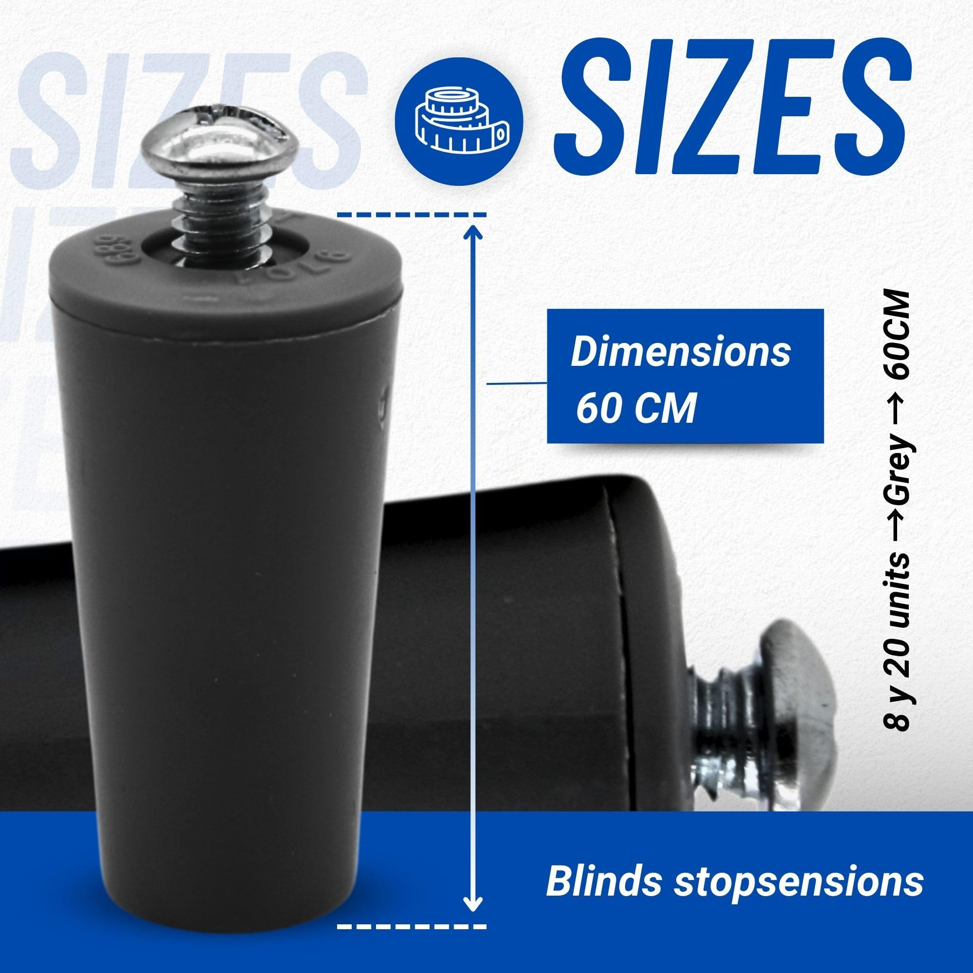 DOJA Fermi Per Tapparelle In PVC - Confezione Da 20 Pezzi, Grigio, 40 Mm, Per Avvolgibili Manuali - Foto 7