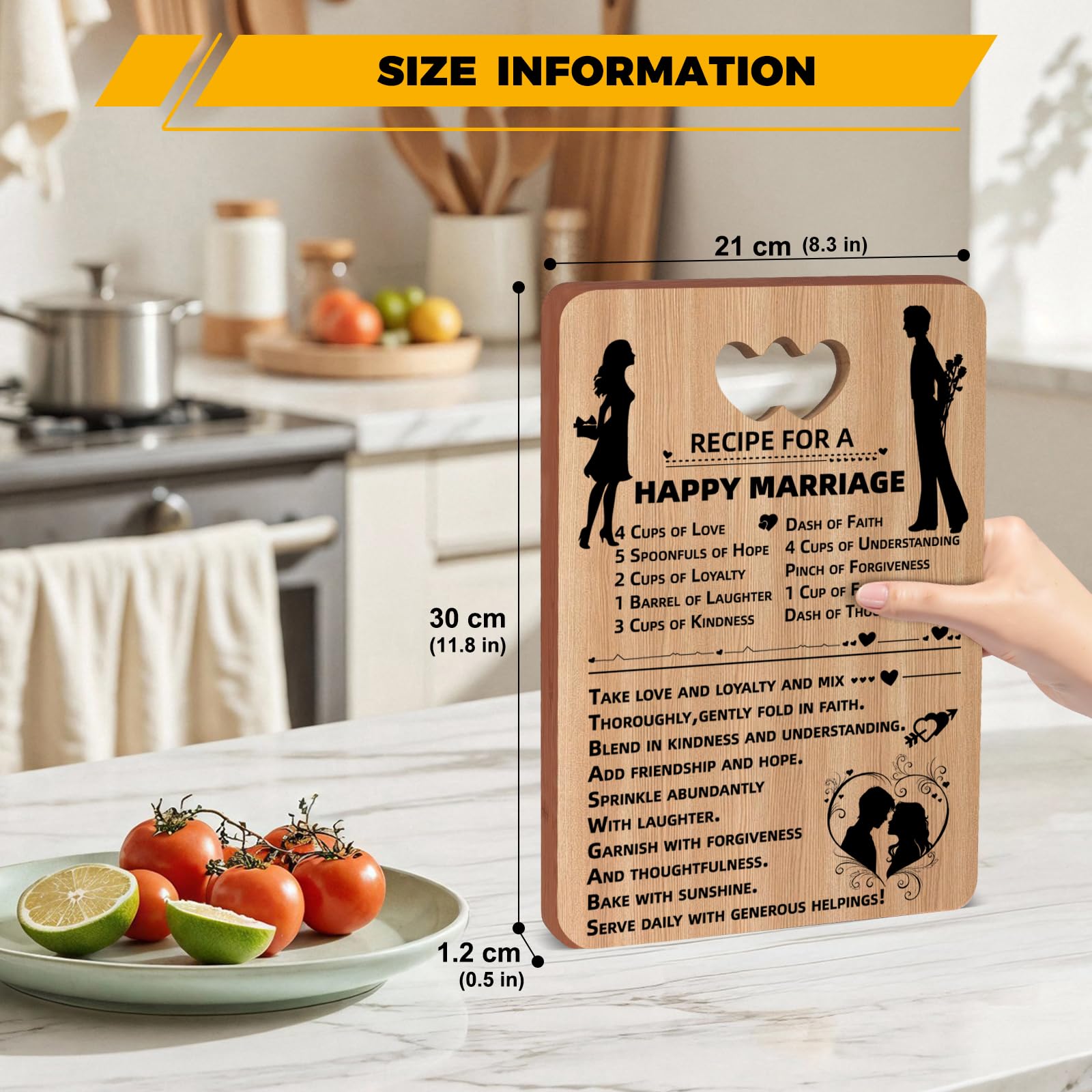 Wedding Gifts for Couples,Bamboo Cutting Board Marriage Wedding Gifts for Bride and Groom Mr and Mrs Presents - Image 2