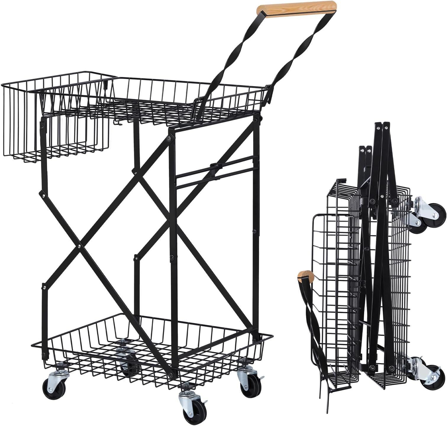 Foldable Shopping Cart for Groceries, Collapsible Carts