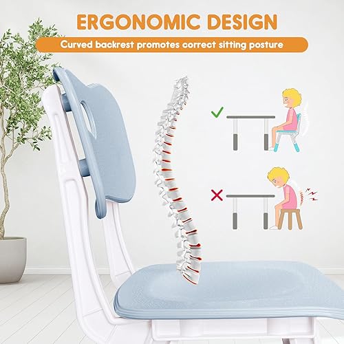 Miniatura 6 de Silla para niños de altura ajustable, sillas para niños de 2 a 8 años con fundas para pies para el hogar, aula, jardín de infantes y lugares para
