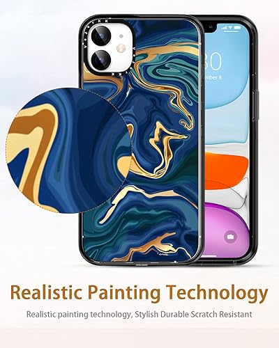 Miniatura 7 de VeJerKK Funda 3 en 1 compatible con iPhone 11, mármol índigo dorado con parachoques integrado, funda protectora diseñada para iPhone 11, protector