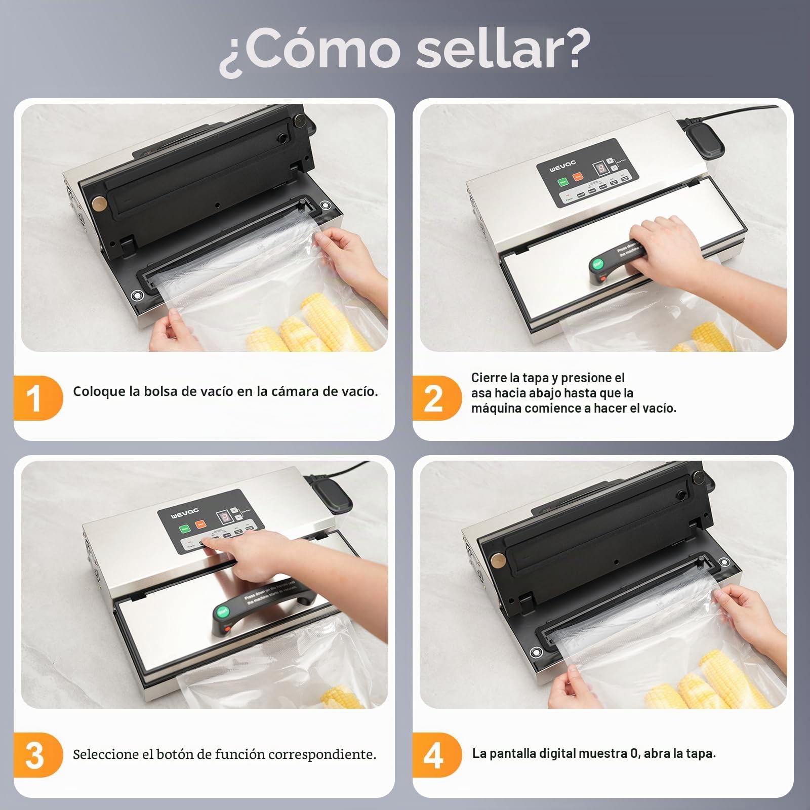 Wevac Máquina selladora al vacío de alimentos de 95 kpa, 550 W, potente operación con una sola mano, 12 en 1, sellador de alimentos con tanque de líquido para uso comercial o doméstico