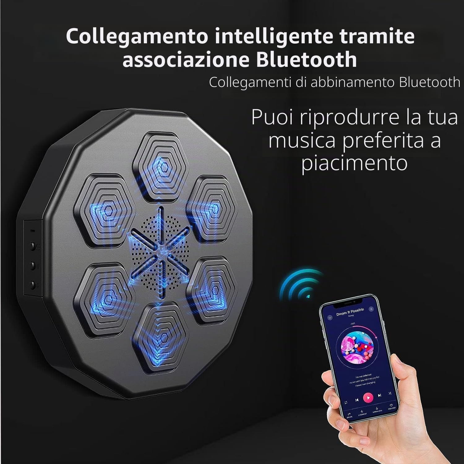 Smart Music Boxing Machine - Boxer musicale da parete con Bluetooth e ricarica USB | Attrezzatura da boxe definitiva per allenamento di boxe