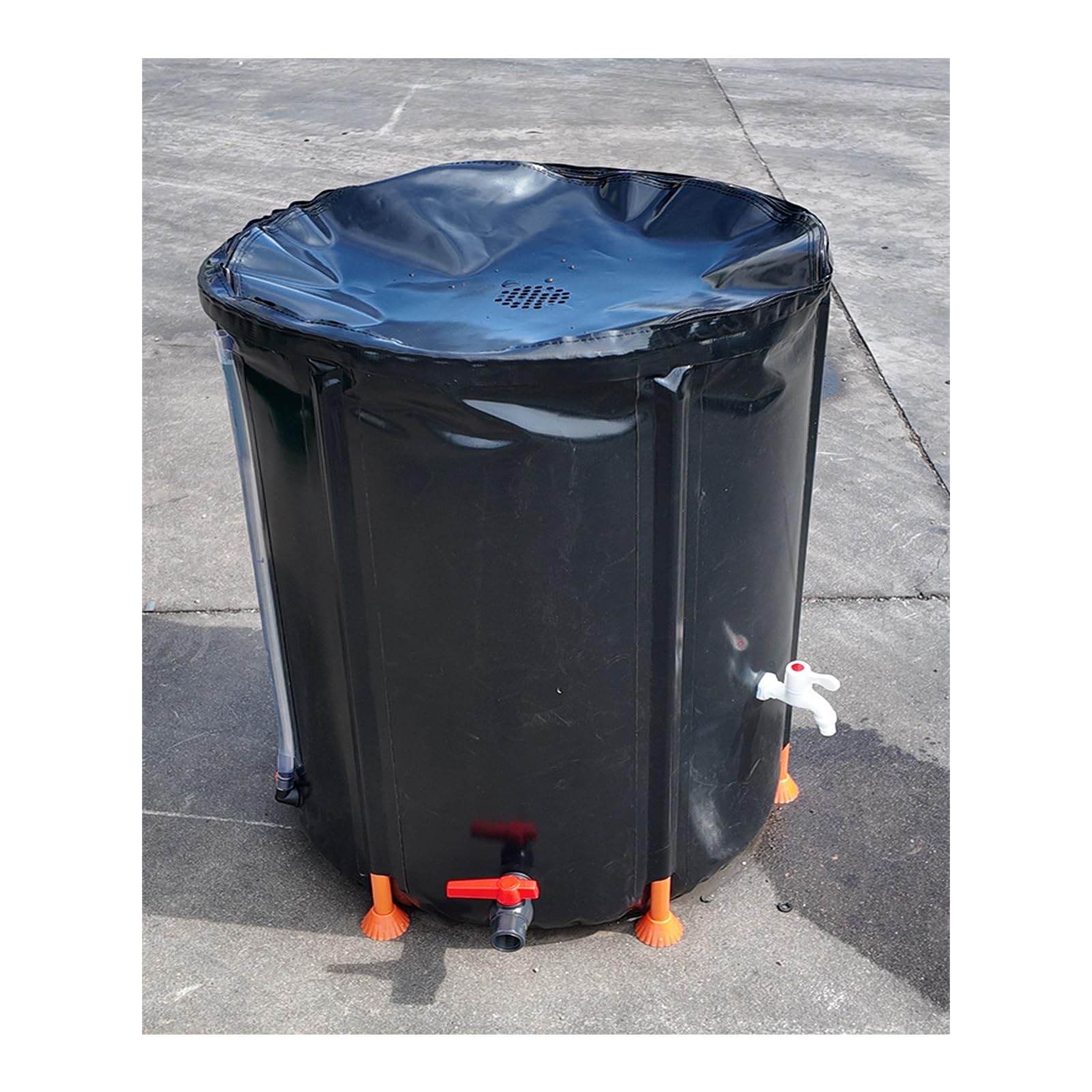 Secchi per l'acqua piovana, Barilotto antipioggia, copertura superiore con rete filtrante, tessuto robusto, grande capacità di stoccaggio dell'acqua(Black,100L)