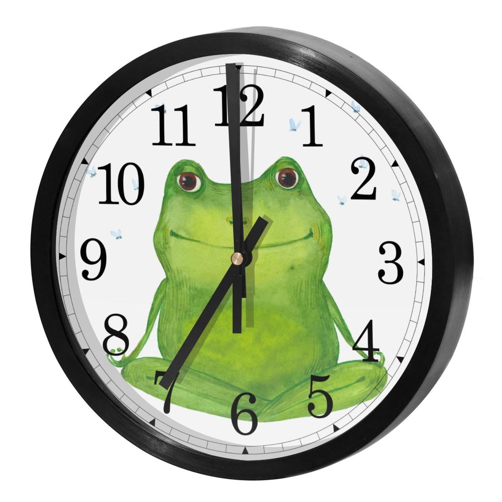 Horloge murale ronde pour cuisine et école motif grenouille mignonne