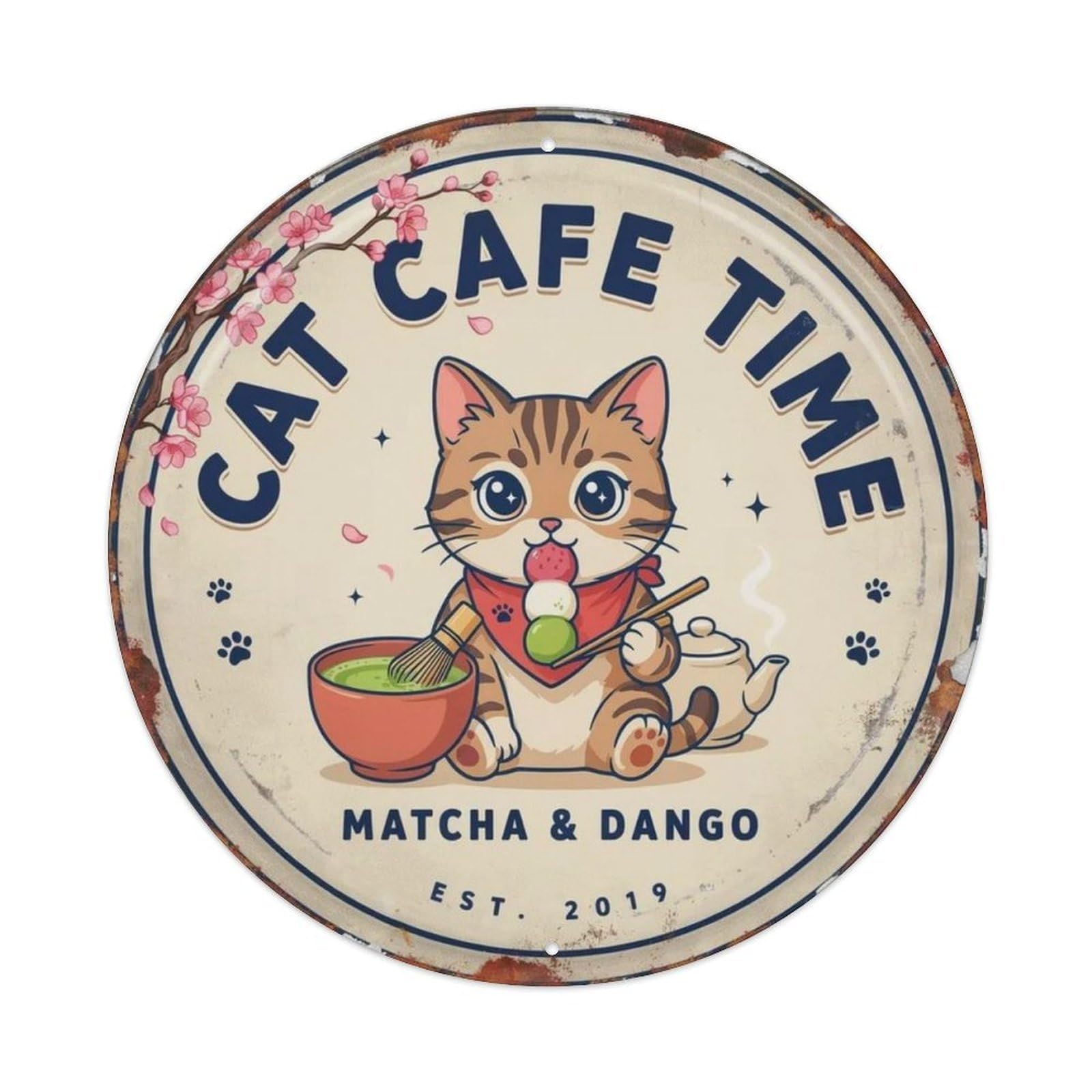 Cat Cafe Time Manga Metal Tin Sign Plaque