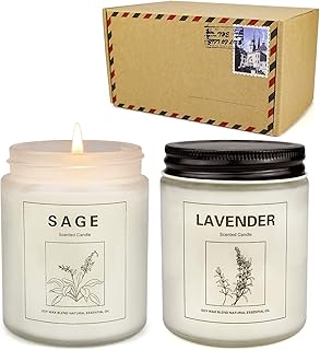 Candles for Home Scented, Sage Candles for Cleansing House & Lavender Candle for Stress Relief Long Lasting Burning Relaxi...
