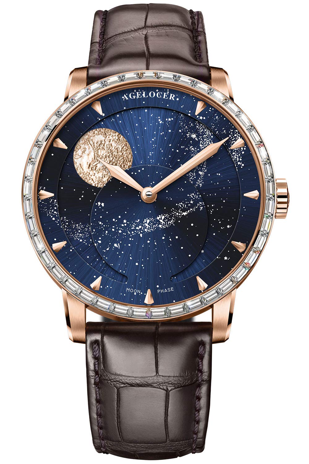 agelocer Orologio meccanico automatico da uomo con fasi lunari blu