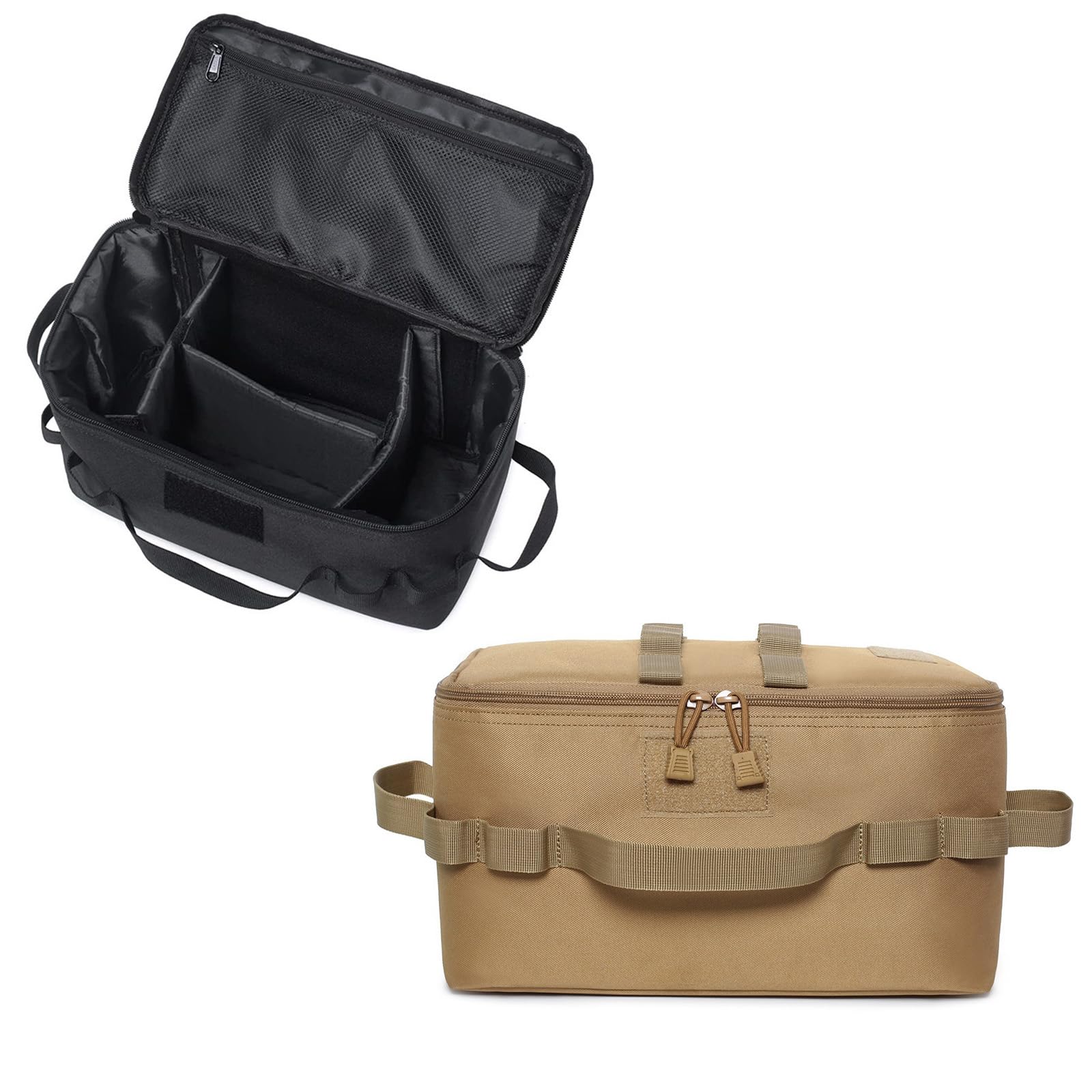 Hosoncovy Outdoor Camping Gas Tank Storage Bag, Cooking Utensils Cookware Gadgets Bag, Grill Carry Bag Organizer for Travel Picnic Barbecue (Khaki)