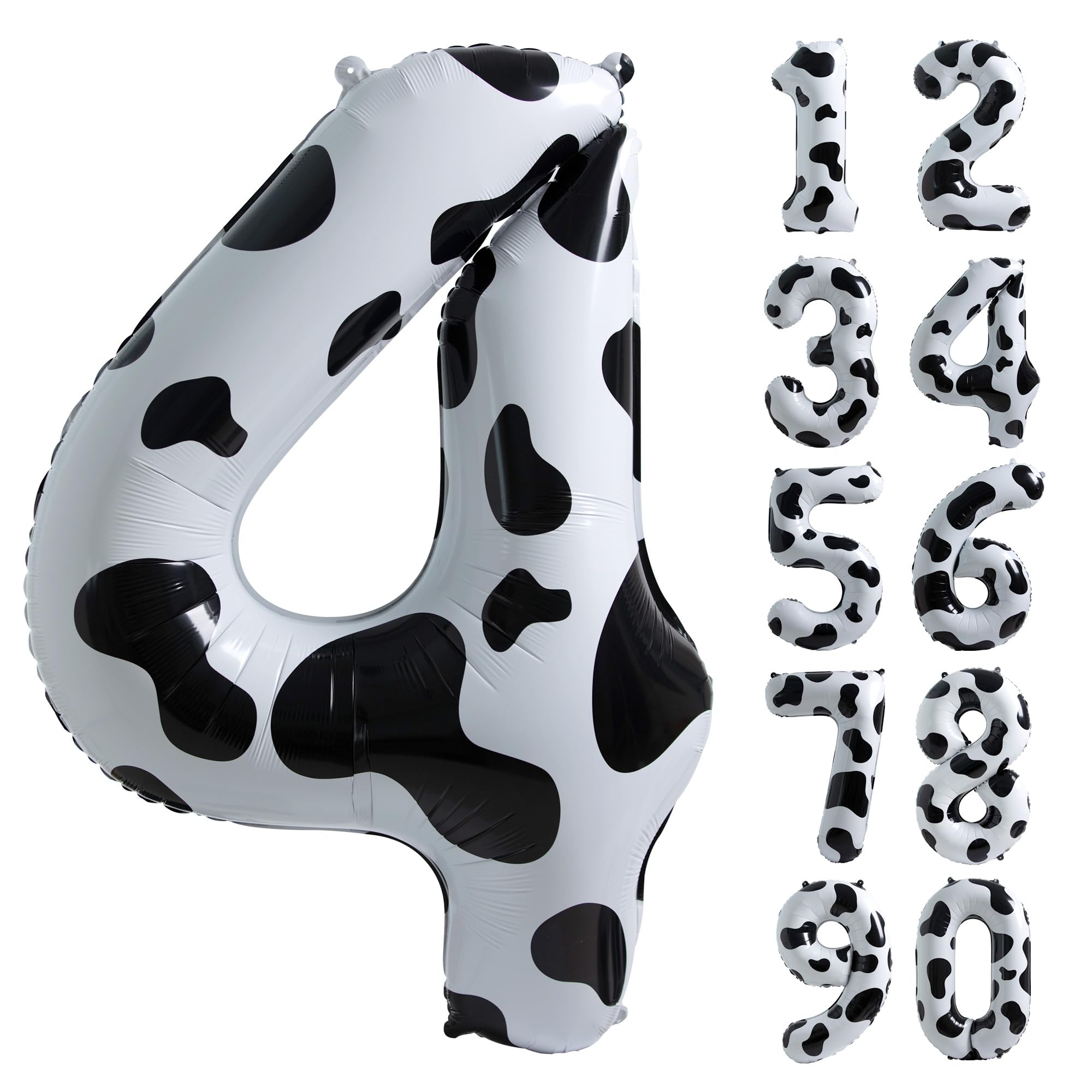 Cow Print Balloon Birthday Decorations Supplies,40 inch Number 4 Balloon | Cowgirl Theme Number Balloons for 4st Birthday Party | Farm Barn Decor for