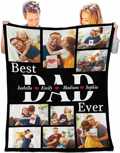Miniatura 7 de D-Story Regalos de novia, novio para cumpleaños, manta de fotos personalizada para padre, manta personalizada con fotos, manta de regalo para papá