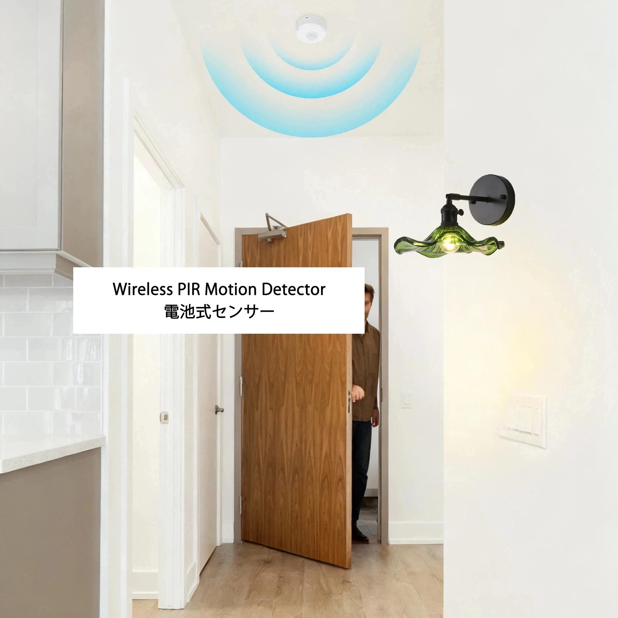 Akku Wandleuchte Innen mit E27-Fassung, Kabellose Wandleuchte, LED Wandlampe mit Bewegungsmelder Batterie Wand Lampe, 3000K Warmweiß für Schlafzimmer Treppe B0092