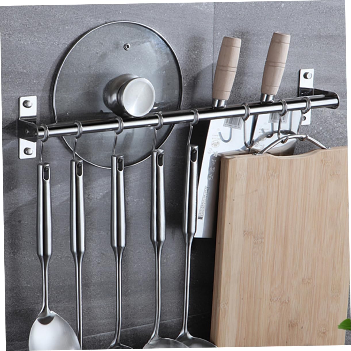 Stainless Steel Kitchen Hook Rack No Punch Wall Mount Storage Hanger for Home Bathroom Kitchen Hooks for Organizing Towels Coats Bags and More