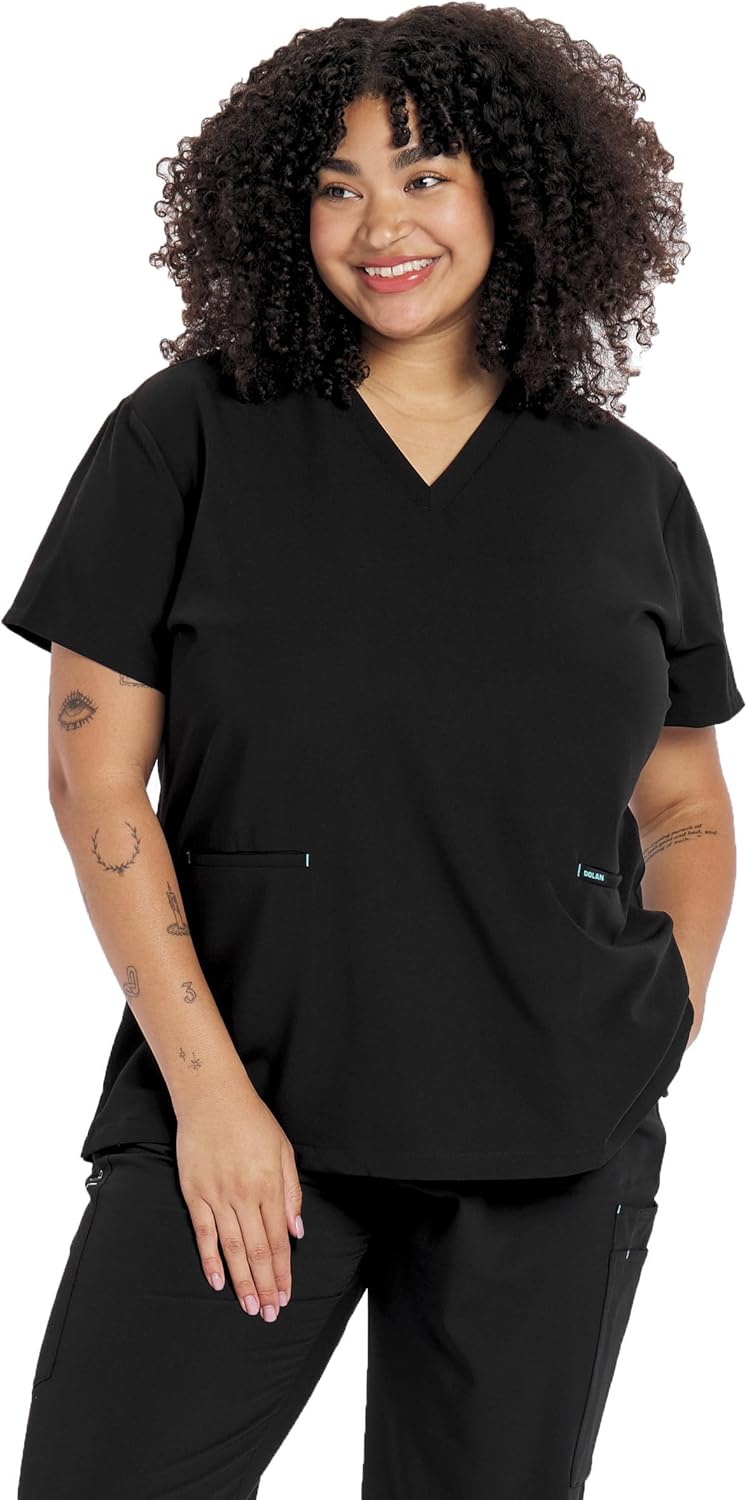 DOLAN Echo V-Neck 2-Pocket CORE Women's Scrub Top, Soft, Strong and Stretchy, 2 Front Drop Pockets
