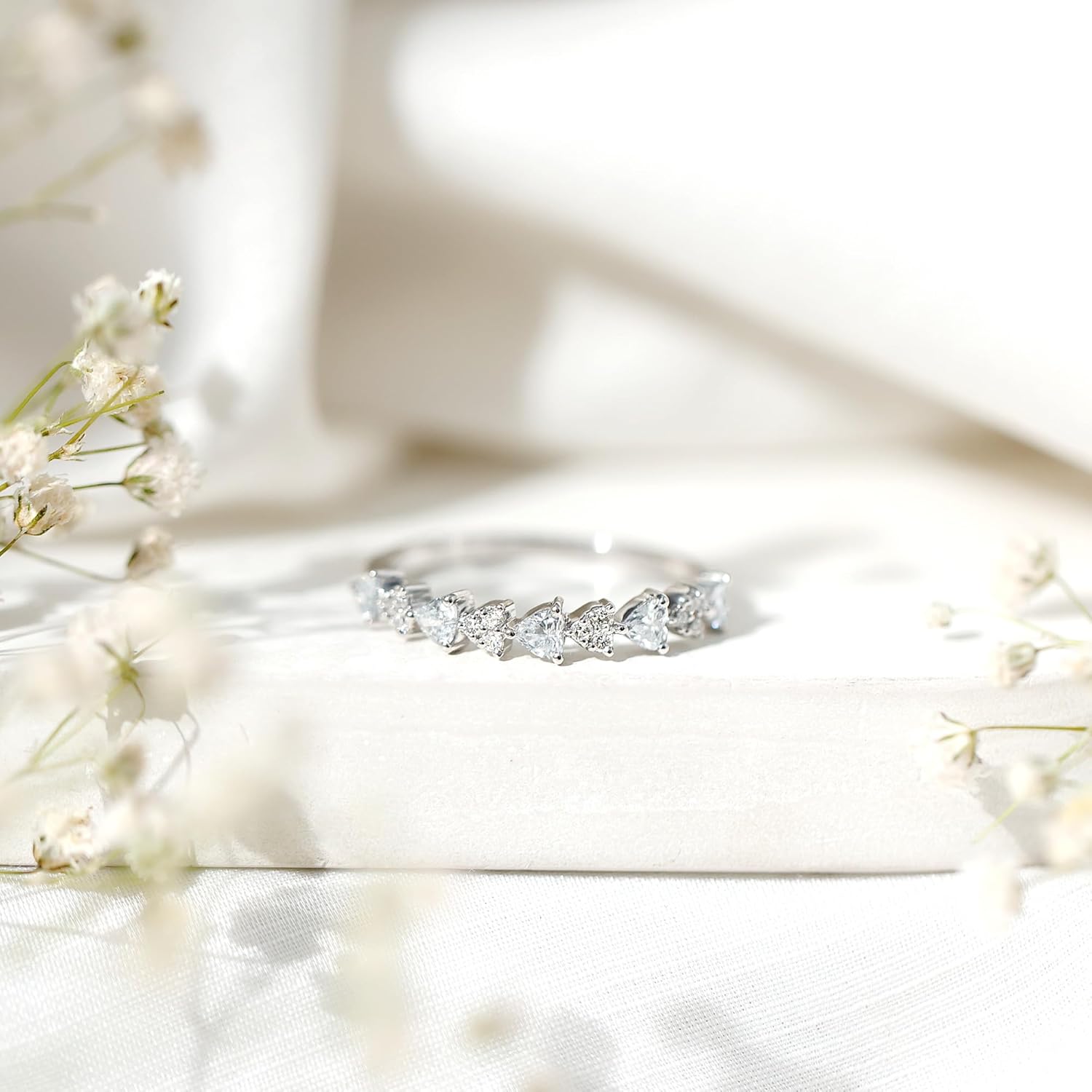 Certified Lab Grown Diamond Heart Wedding Ring, Ef-Vs Quality, Diamond Eternity Band For Women - Comes With Gift Box