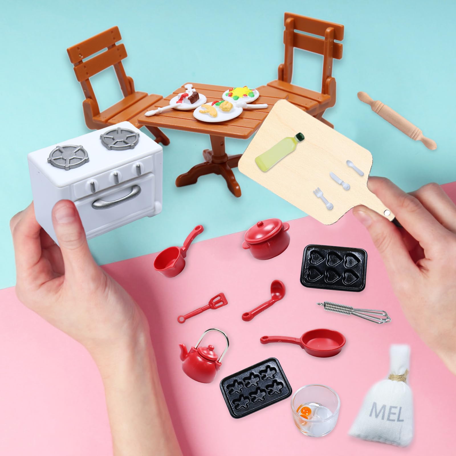24-teiliges Miniatur-Wichtel-Zubehör Für Puppenhäuser – 1:12 Maßstab, Küchen-Set