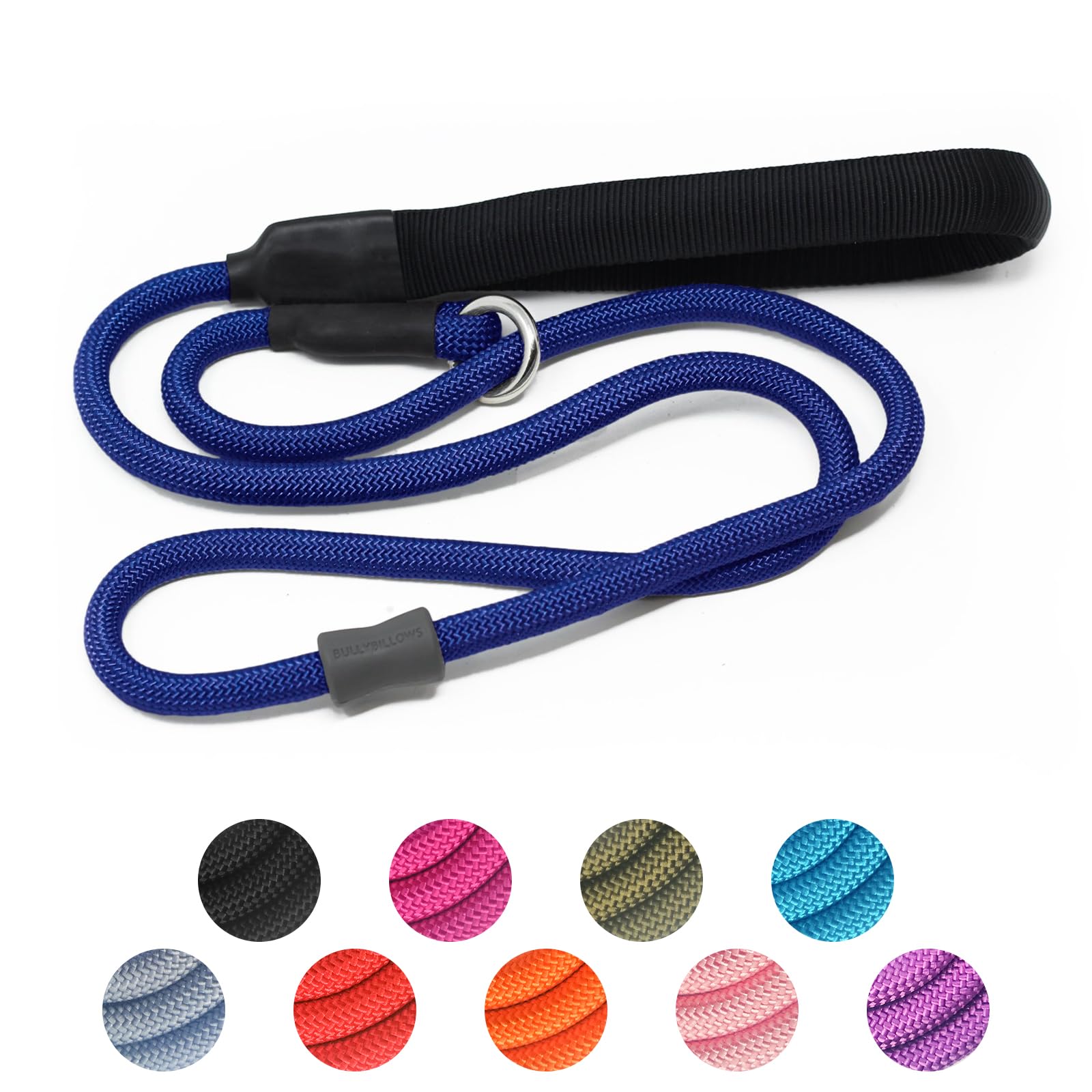 Strong Slip Rope Dog Training Leash (4ft) - Heavy Duty Durable Braided Nylon Lead with Rubber Stopper & Padded Handle - No Pull Walk for Medium Large Small Dogs (Hot Pink, 1/2" x 4ft) — view 10