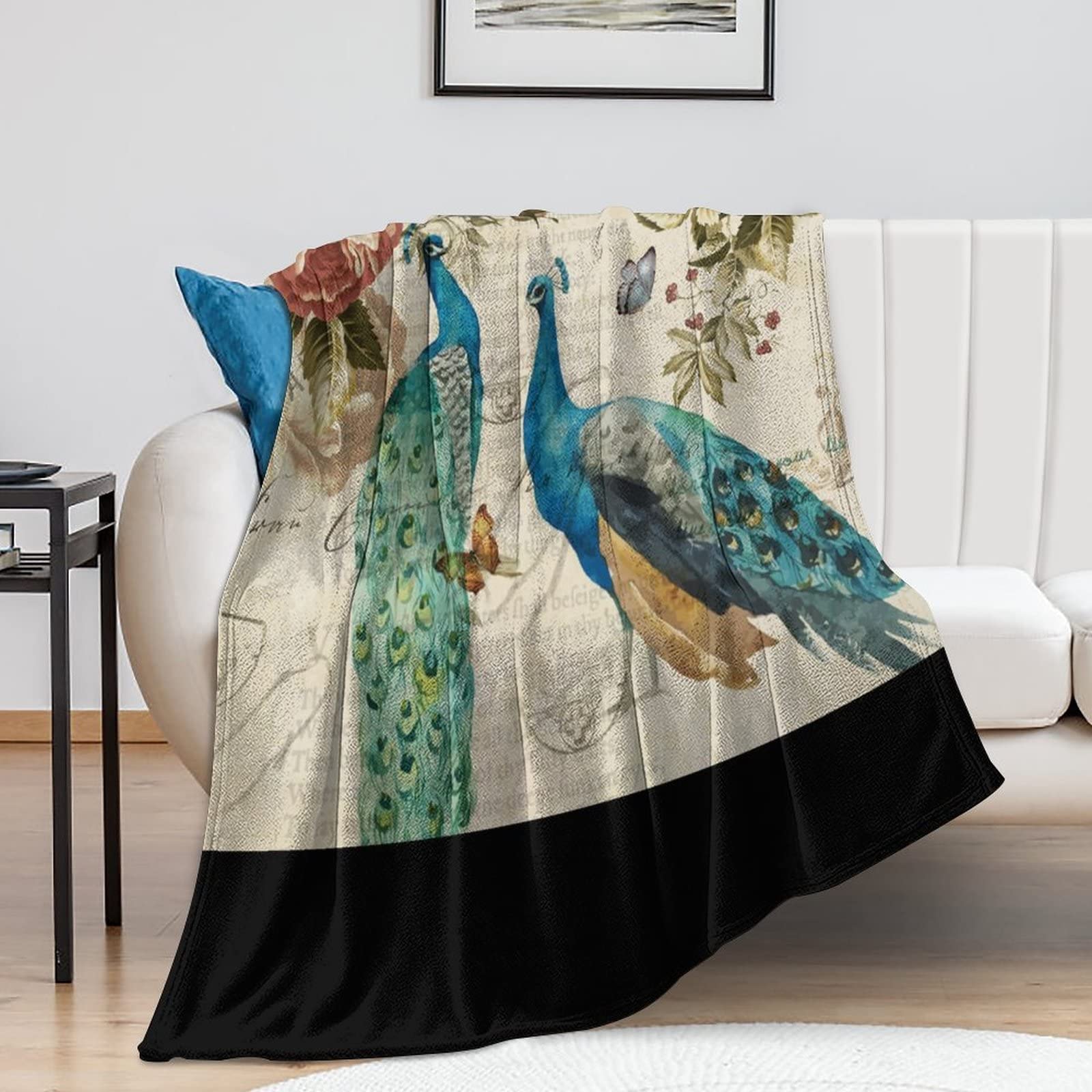 Couverture peluche paon douce le cadeau de pendaison de crémaillère idéal