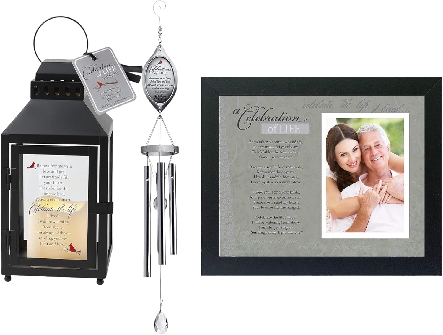 Celebration of Life Memorial Lantern, Wind Chime & Photo Frame - Thoughtful Sympathy Gift/Bereavement Gift for Loss of Loved Ones