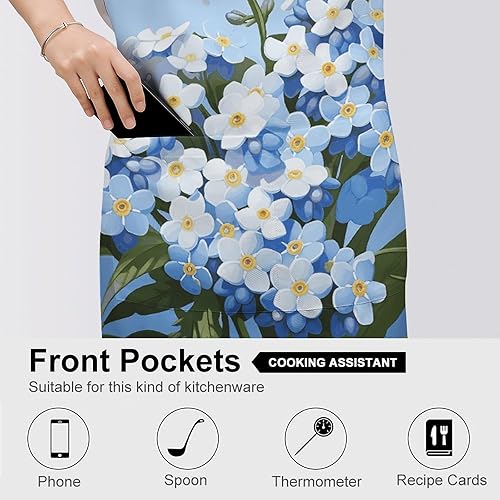 Miniatura 5 de MUSM Do Not Forget Me ApronClassic Vintage Funny with Pockets Aprons,Adjustable Bib Waterdrop Resistant for Kitchen Cooking Restaurant BBQ Painting