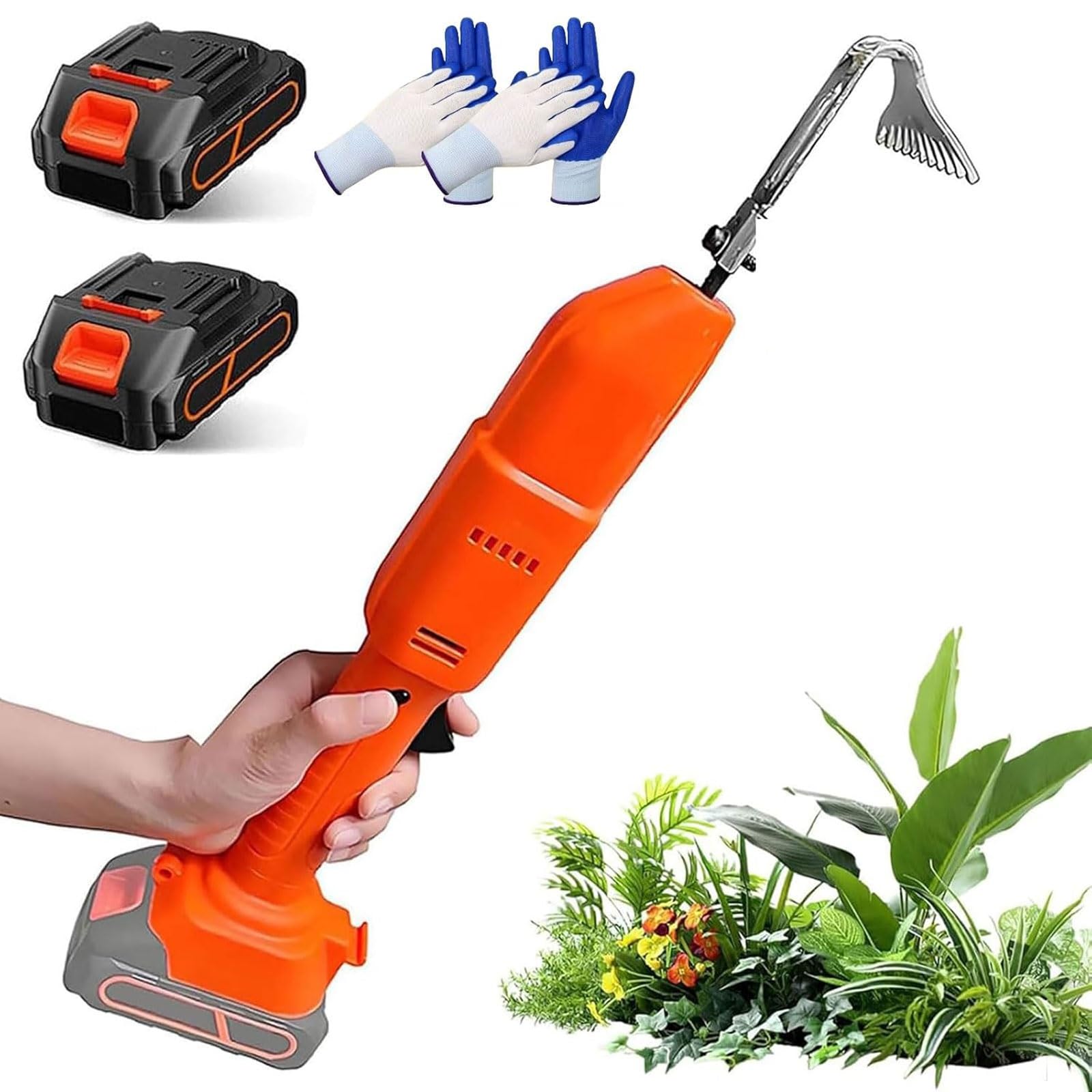 Houe et désherbeur électrique sans fil avec 2 batteries pour jardin