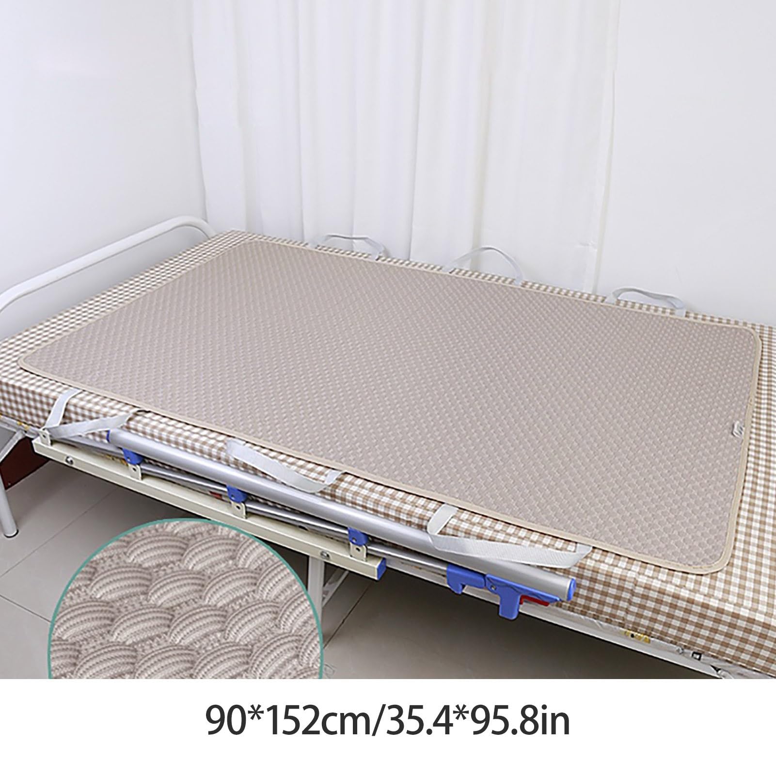 Seda Helada Protector Cama Engrosadas a Prueba de Fugas Empapadores Cama Adultos Lavables, Elevables Empapador Protector de Cama(Khaki,L)