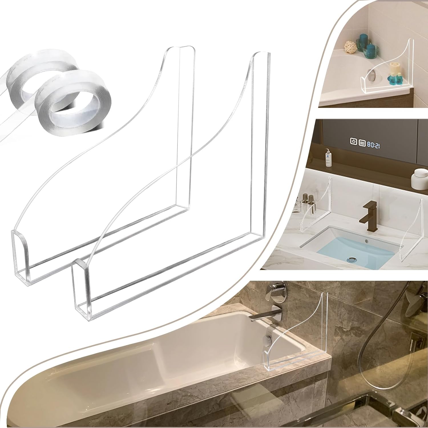 MIDU 2 Pcs Shower Splash Guard, Shower Water Guard, Bathtub