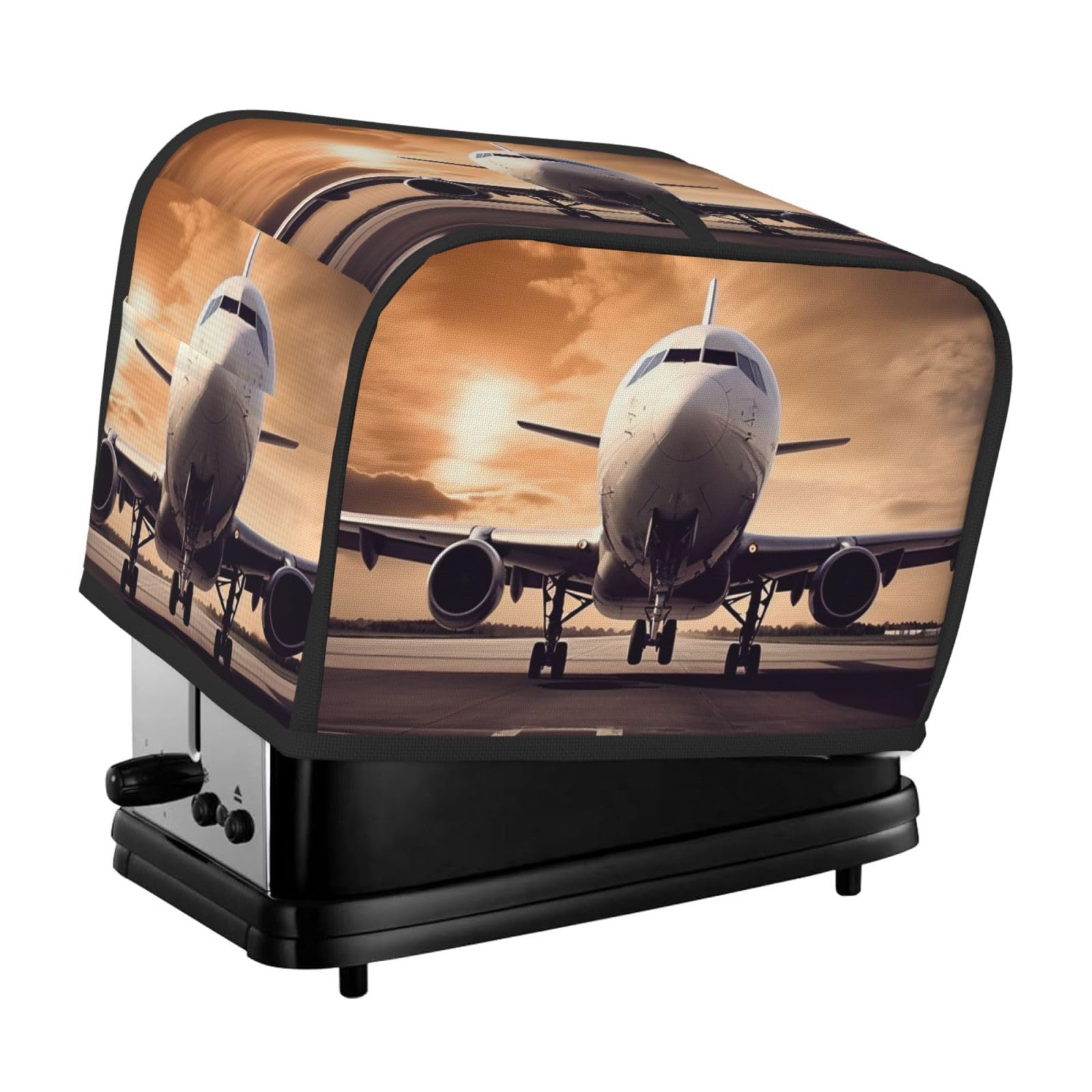 Fodpand Black Toaster Covers 2 Slice Airplane Bread Machine Cover Quilted Toaster Dustproof Cover Washable Appliance Cover Bread Maker Protective For Kitchen Small Appliance