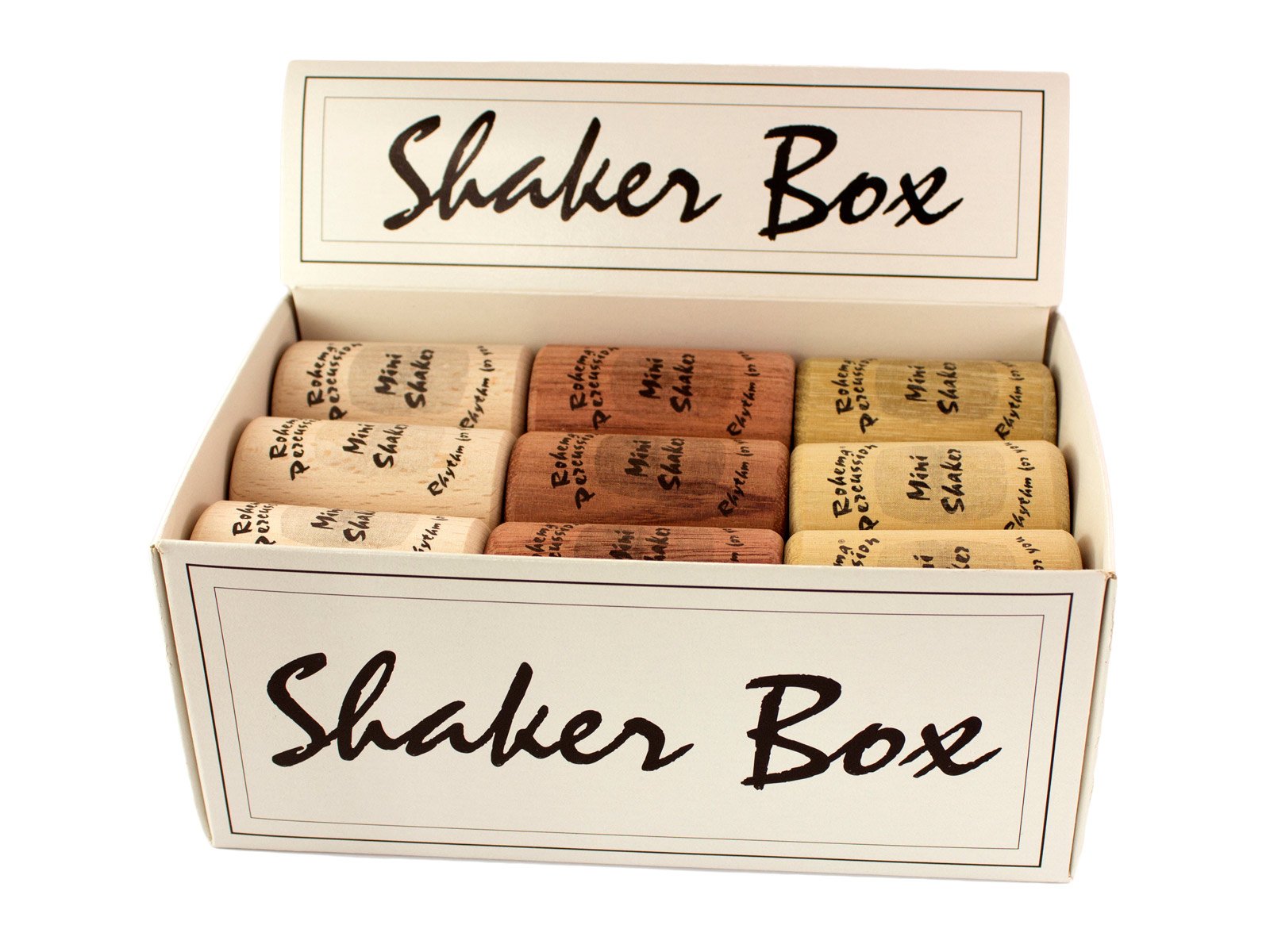 ROHEMA Shaker-Box, 18 Mini-Shaker, natur, sortiert