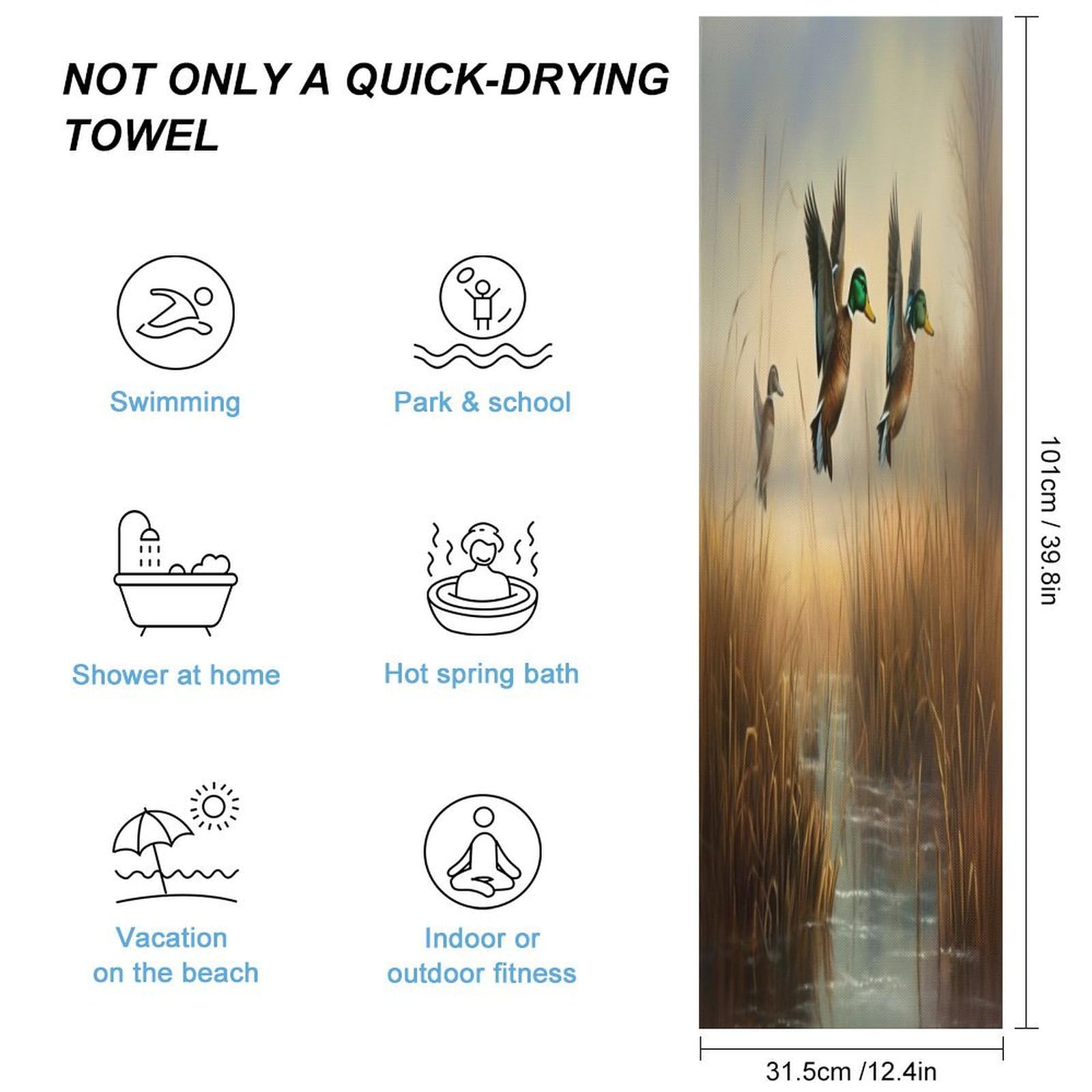 AQRJLPM Hunting Flying Wild Quick Dry Towel Cold Fabric Workout Sweat Towels Highly Absorbing Odor-Free Travel Towel for Hot Yoga Tennis Running Exercise Working Out Camping