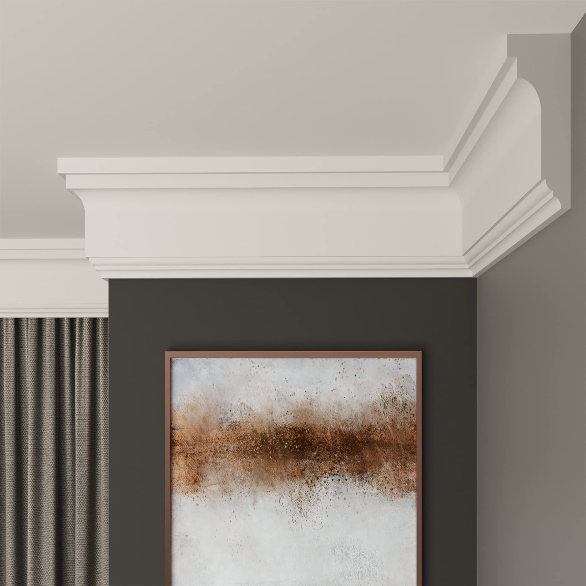 FAST DECOR Decorative Coving for Ceilings, Premium Extruded Polystyrene Cornice Coving, Lightweight Ceiling Moulding Trim, Flexible and Durable Ceiling Cornice Trim (CS09, 16M (8 Length))