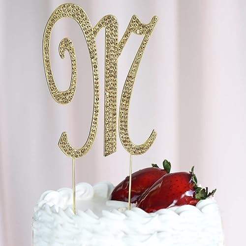 Miniatura 2 de Efavormart - Decoración para tartas de 4.5 pulgadas de alto con diamantes de imitación dorados brillantes para bodas, fiestas de cumpleaños, eventos