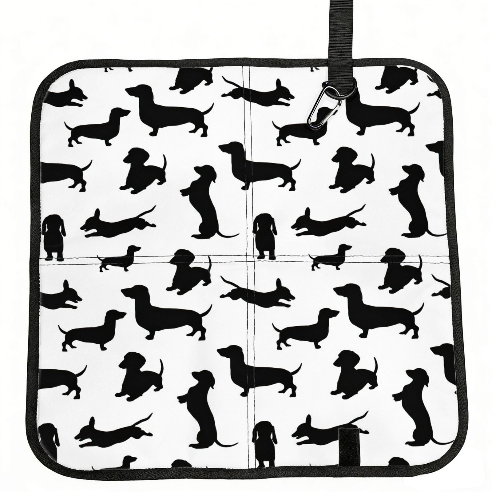 AYYQWE Black Dogs Dachshund Dog Print Foldable Seat Cushion Portable Chair Pad Office Commuting Picnic Camping Outdoor
