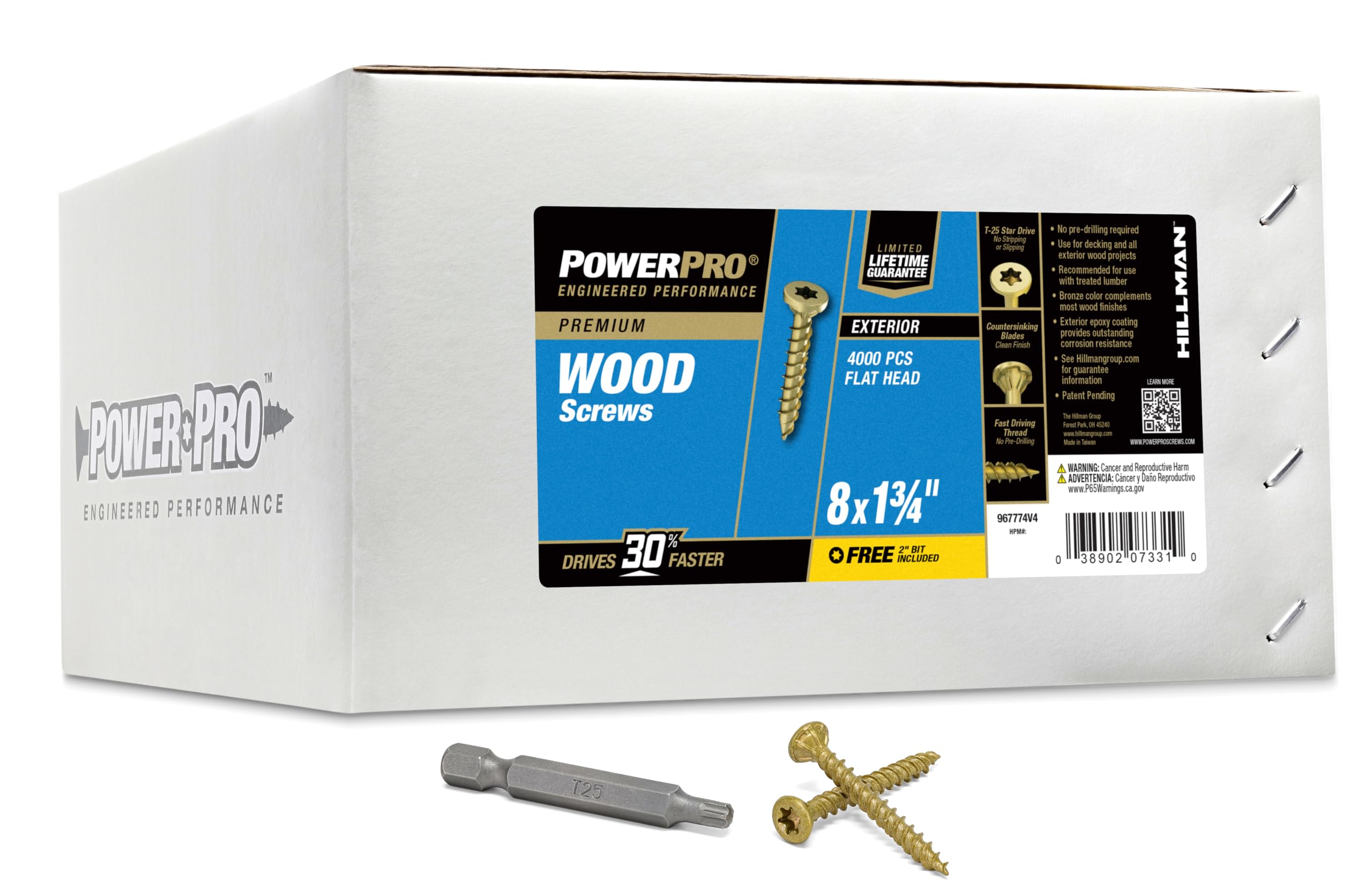 Hillman 48607 - Viti Da Ponte Esterno Power Pro T-20 Star #8 X 1-3/4" - 5 Libbre