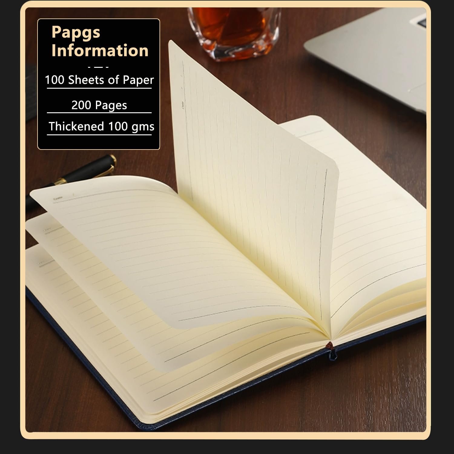 Cuaderno rayado, diario de cuero de tapa dura, cuaderno rayado A5 para el trabajo y tomar notas, perfecto para oficina, escuela, suministros para el hogar para mujeres y hombres para escribir, bandera