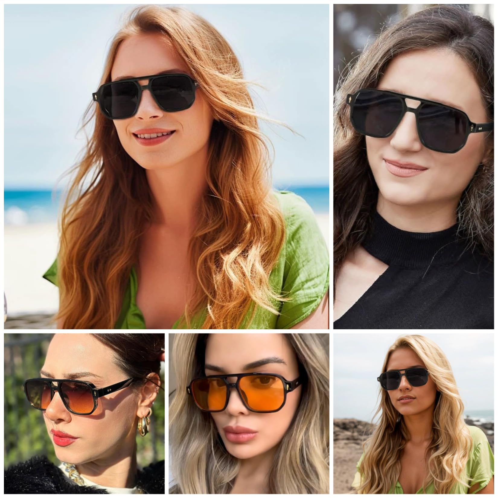 Mode Quadratisch Sonnenbrille, Vintage Retro Rechteck Sonnenbrille für Damen Herren, Trendige UV400 Brille