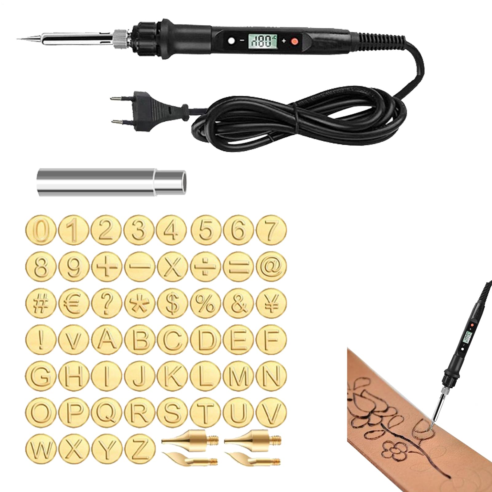 Penna per legna – Incisione controllabile con timbri a caldo | Kit di incisione regolabile per lavoratori professionali del legno | Strumento di scrittura pirografia per intaglio, design, lettere