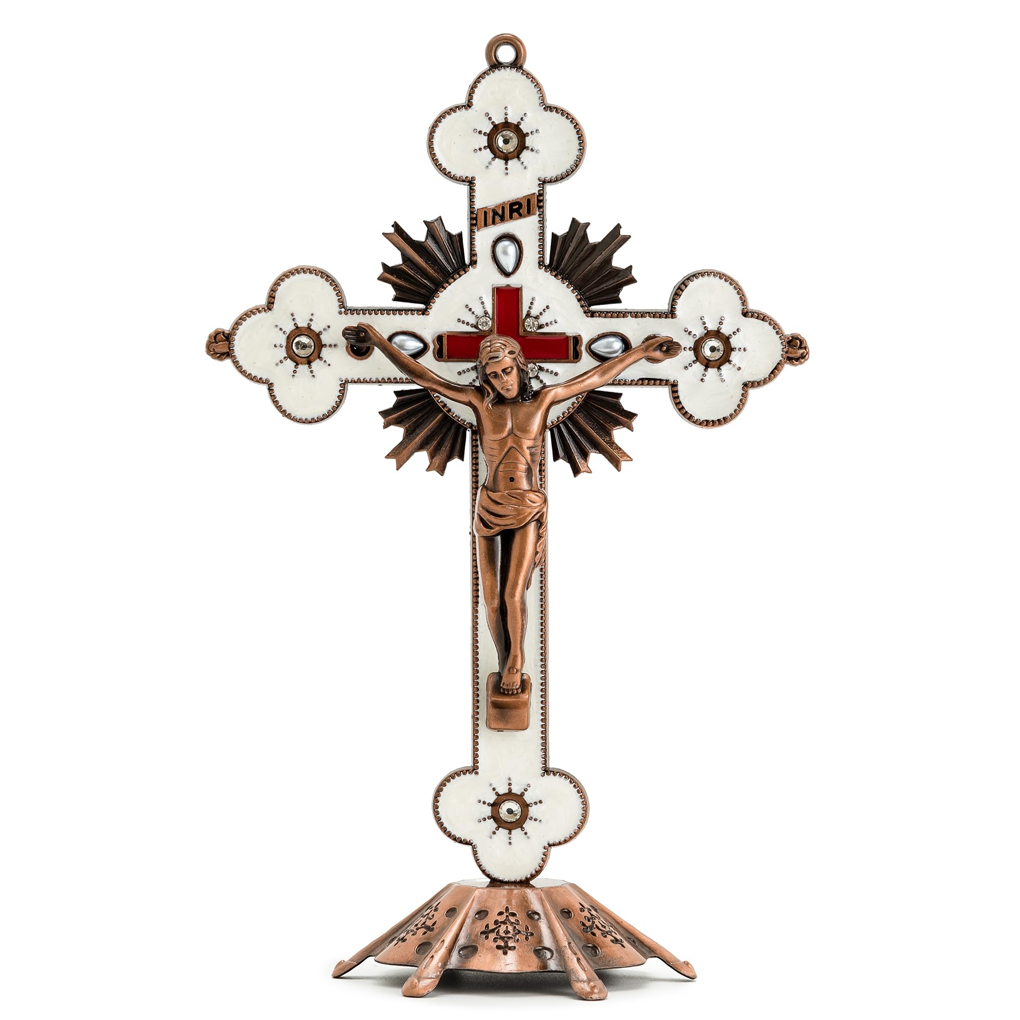 Calculs Metal Jesus Crucifix Table Cross for Home Décor Accents - Catholic Cross for Christian Prayers Jerusalem 8
